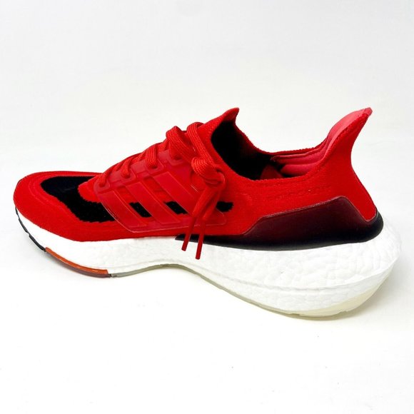 Adidas Ultraboost 21 Vivid Red Solar Black Mens Running Sneakers FY0387 - Picture 3 of 5